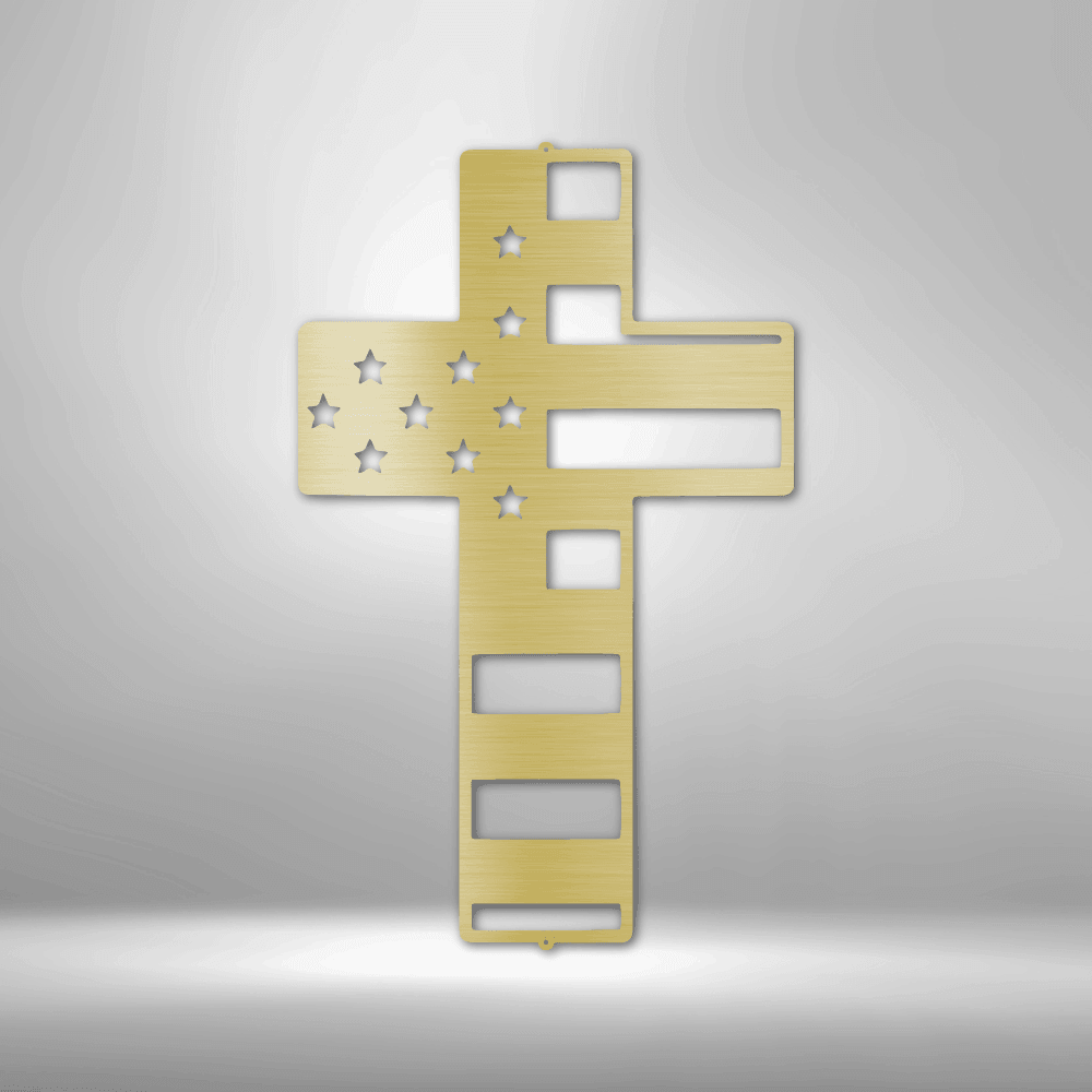 Flag Cross - Steel Sign - Kim’s Signature Beauty & Accessories    