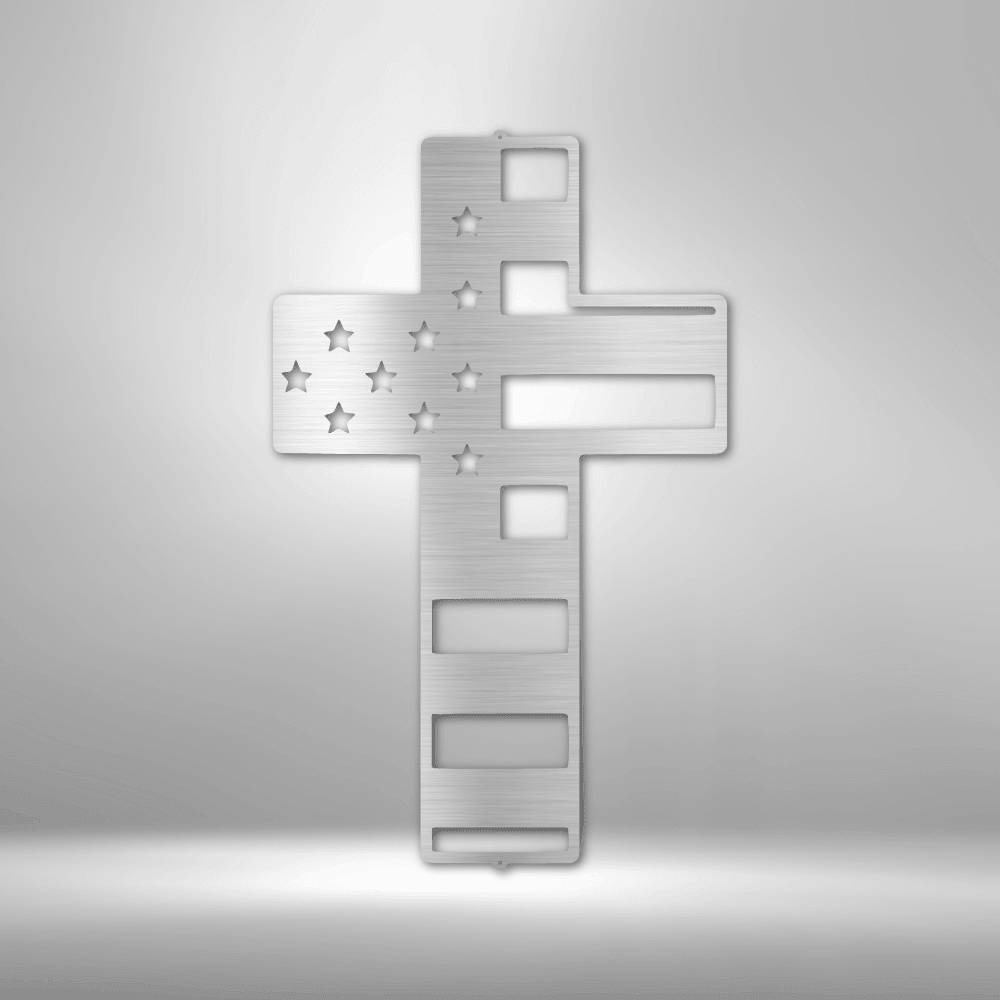 Flag Cross - Steel Sign - Kim’s Signature Beauty & Accessories    