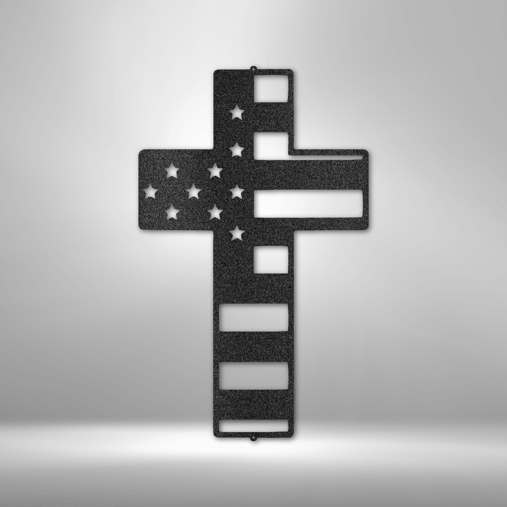 Flag Cross - Steel Sign - Kim’s Signature Beauty & Accessories    