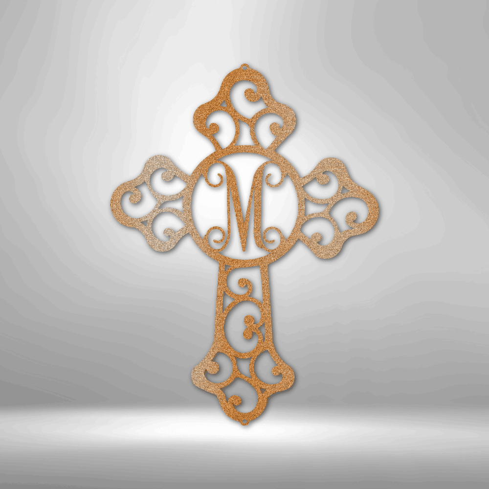 Initial Cross Monogram - Steel Sign - Kim’s Signature Beauty & Accessories    