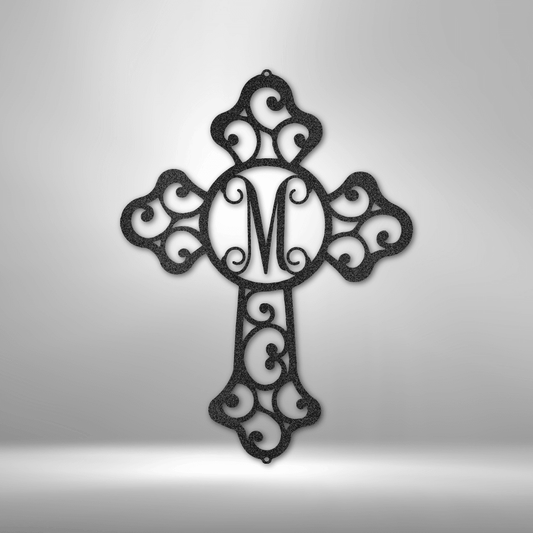 Initial Cross Monogram - Steel Sign - Kim’s Signature Beauty & Accessories    