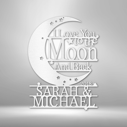 Moon and Back Monogram - Steel Sign - Kim’s Signature Beauty & Accessories    