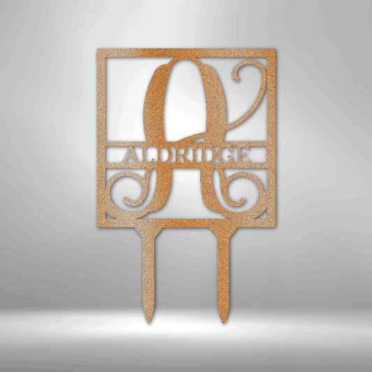 Square Lawn Stake Monogram - Steel Sign - Kim’s Signature Beauty & Accessories    