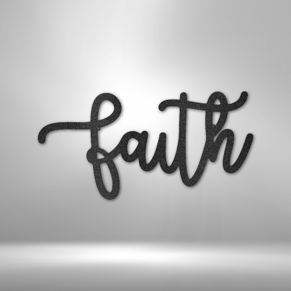 Faith Script - Steel Sign - Kim’s Signature Beauty & Accessories    (Store description)