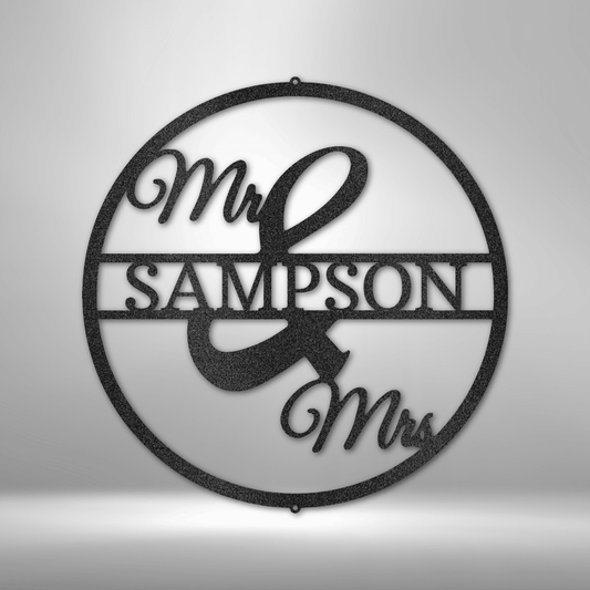 Mr and Mrs Circle Monogram - Steel Sign - Kim’s Signature Beauty & Accessories    