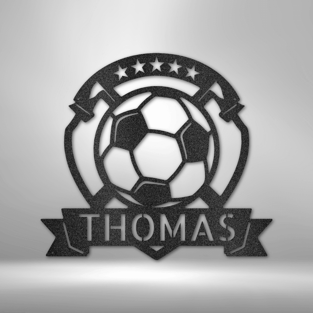 Soccer Plaque Monogram - Steel Sign - Kim’s Signature Beauty & Accessories    (Store description)