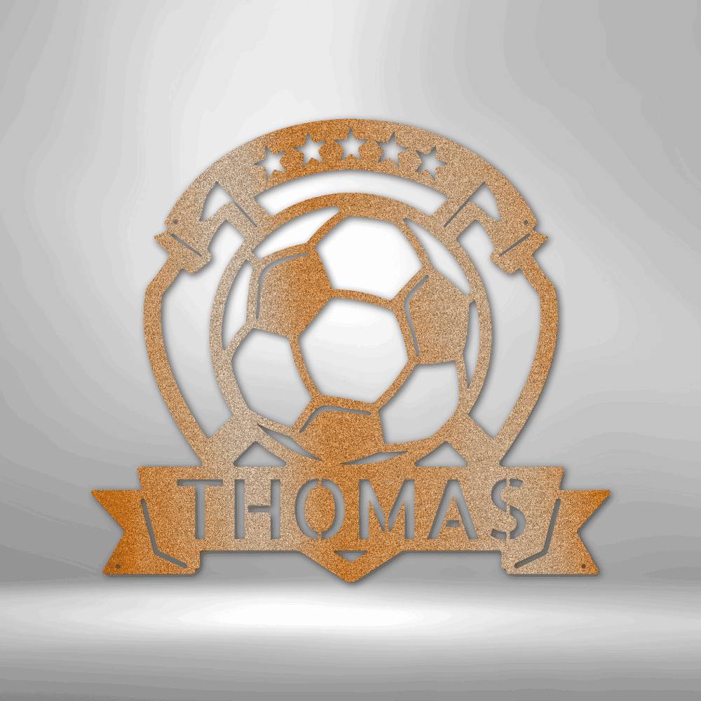 Soccer Plaque Monogram - Steel Sign - Kim’s Signature Beauty & Accessories    (Store description)