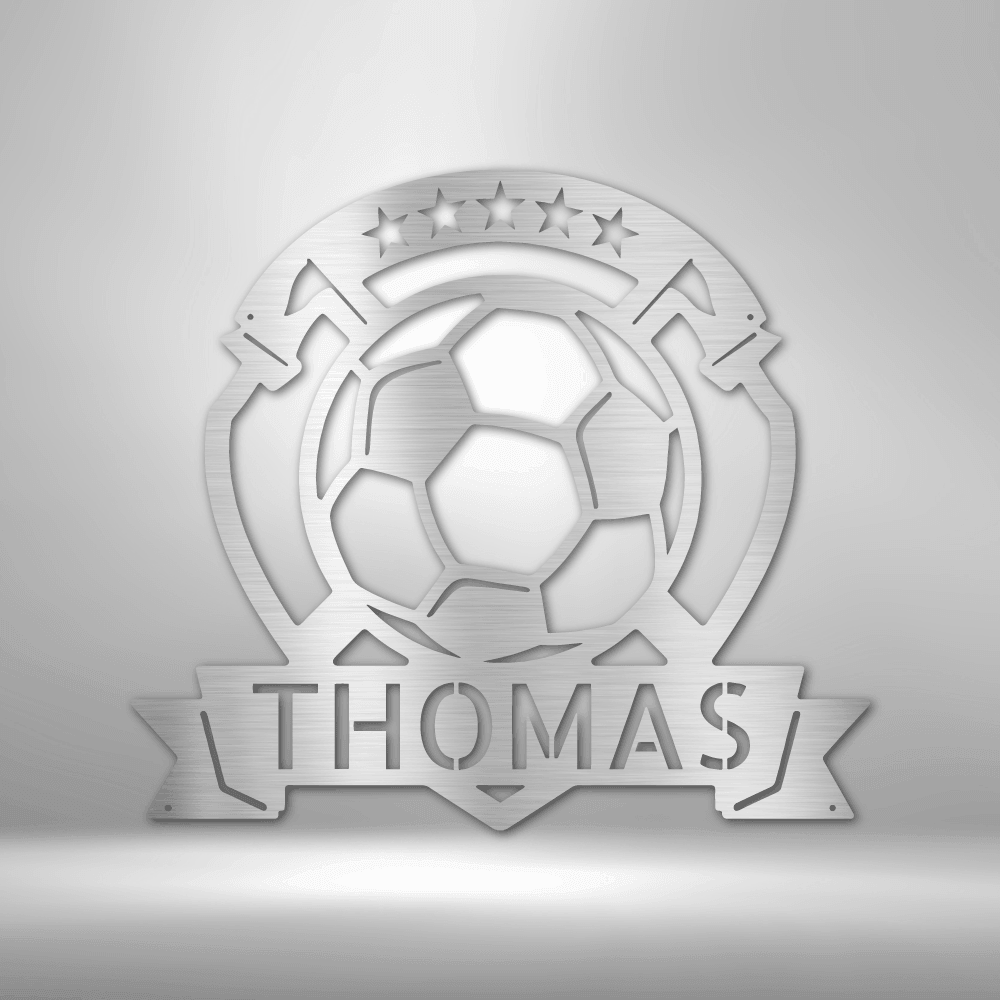 Soccer Plaque Monogram - Steel Sign - Kim’s Signature Beauty & Accessories    (Store description)