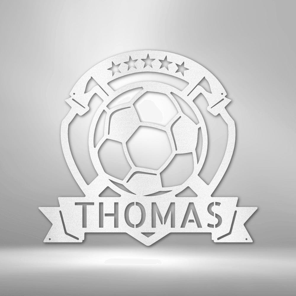 Soccer Plaque Monogram - Steel Sign - Kim’s Signature Beauty & Accessories    (Store description)