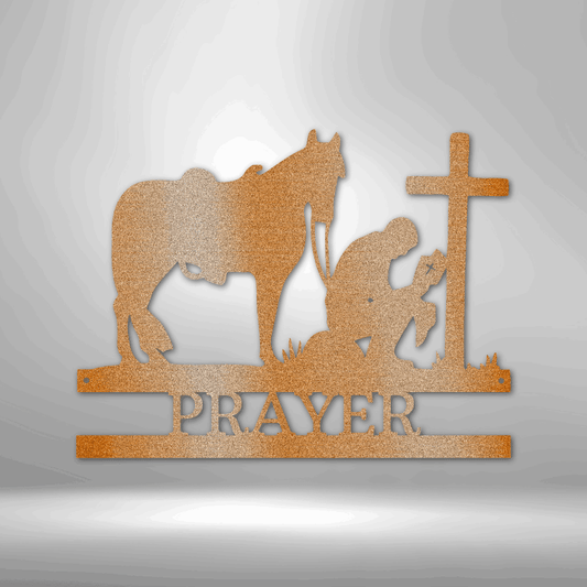 Kneeling Cowboy Monogram - Steel Sign - Kim’s Signature Beauty & Accessories    