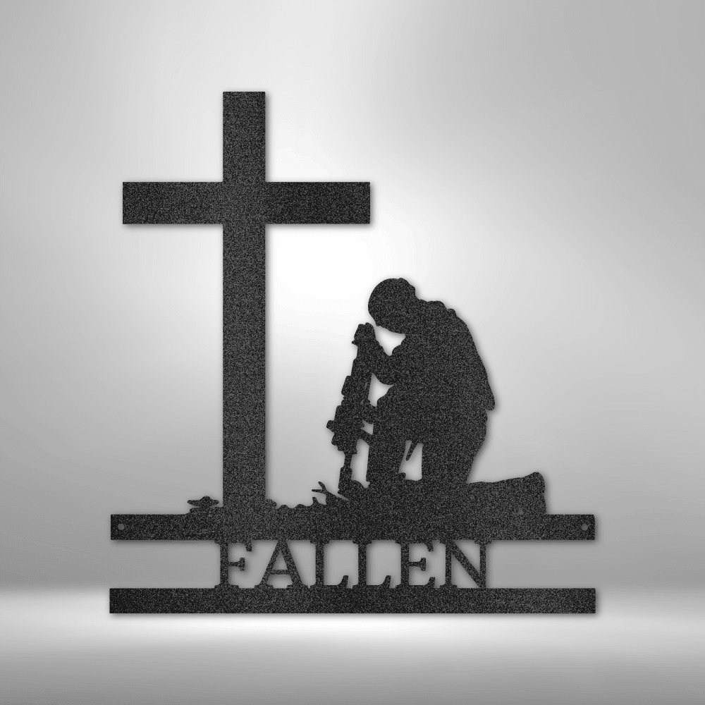 Kneeling Soldier Monogram - Steel Sign - Kim’s Signature Beauty & Accessories    (Store description)