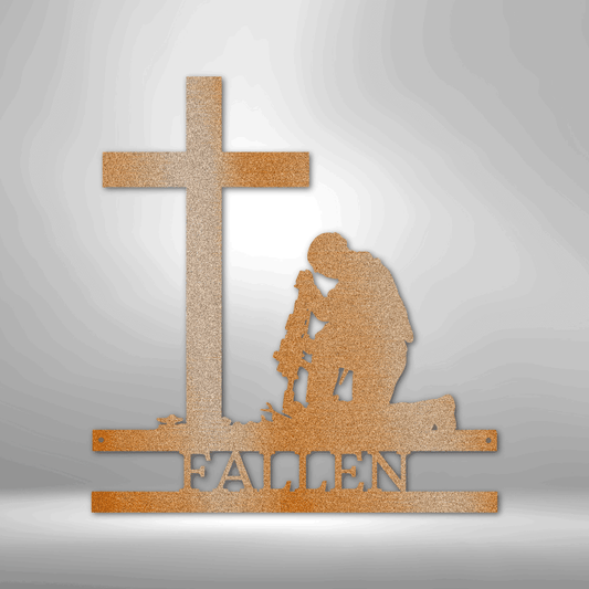 Kneeling Soldier Monogram - Steel Sign - Kim’s Signature Beauty & Accessories    