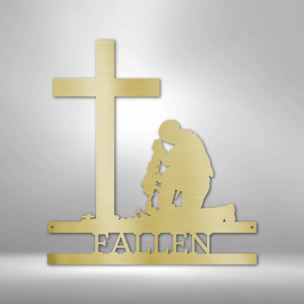 Kneeling Soldier Monogram - Steel Sign - Kim’s Signature Beauty & Accessories    (Store description)