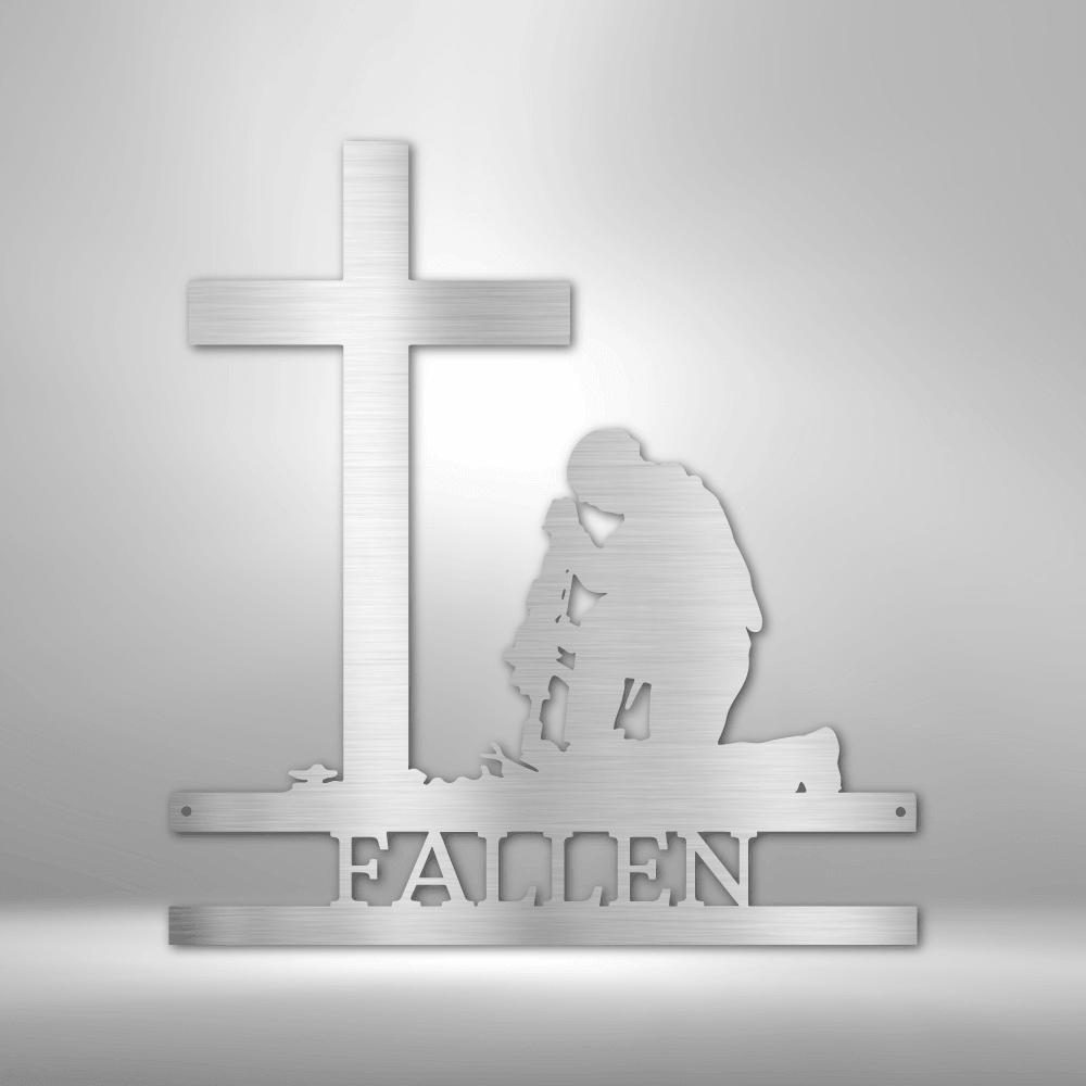 Kneeling Soldier Monogram - Steel Sign - Kim’s Signature Beauty & Accessories    (Store description)