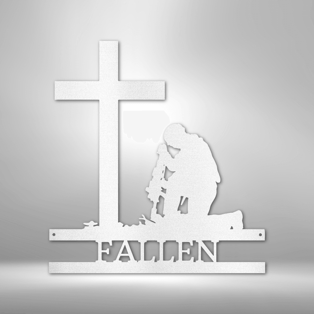 Kneeling Soldier Monogram - Steel Sign - Kim’s Signature Beauty & Accessories    (Store description)