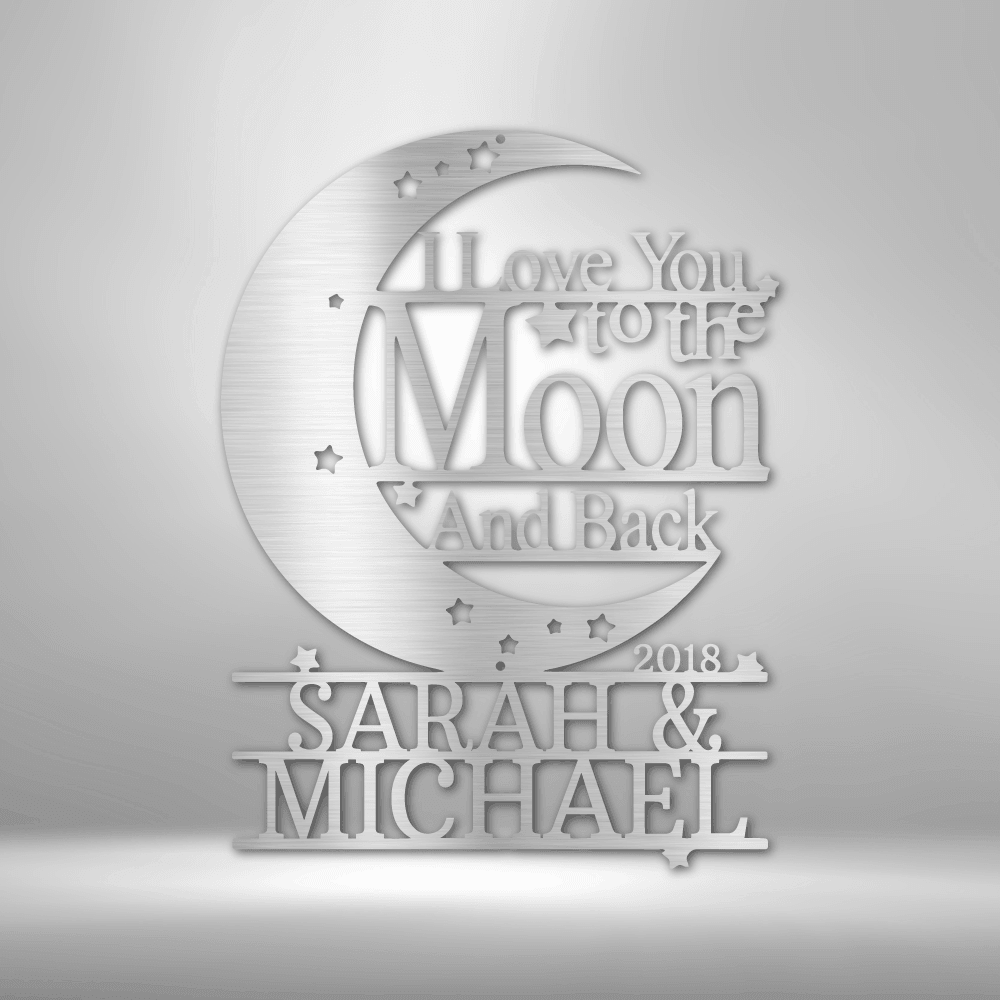 Moon and Back Monogram - Steel Sign - Kim’s Signature Beauty & Accessories    