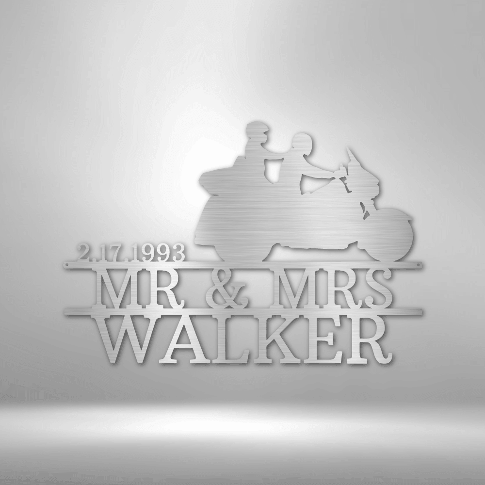Mr. & Mrs. Motorcycle Couple Monogram - Steel Sign - Kim’s Signature Beauty & Accessories    