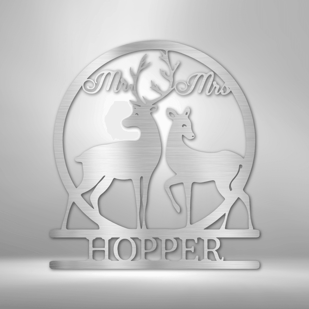 Mr and Mrs Deer Monogram - Steel Sign - Kim’s Signature Beauty & Accessories    