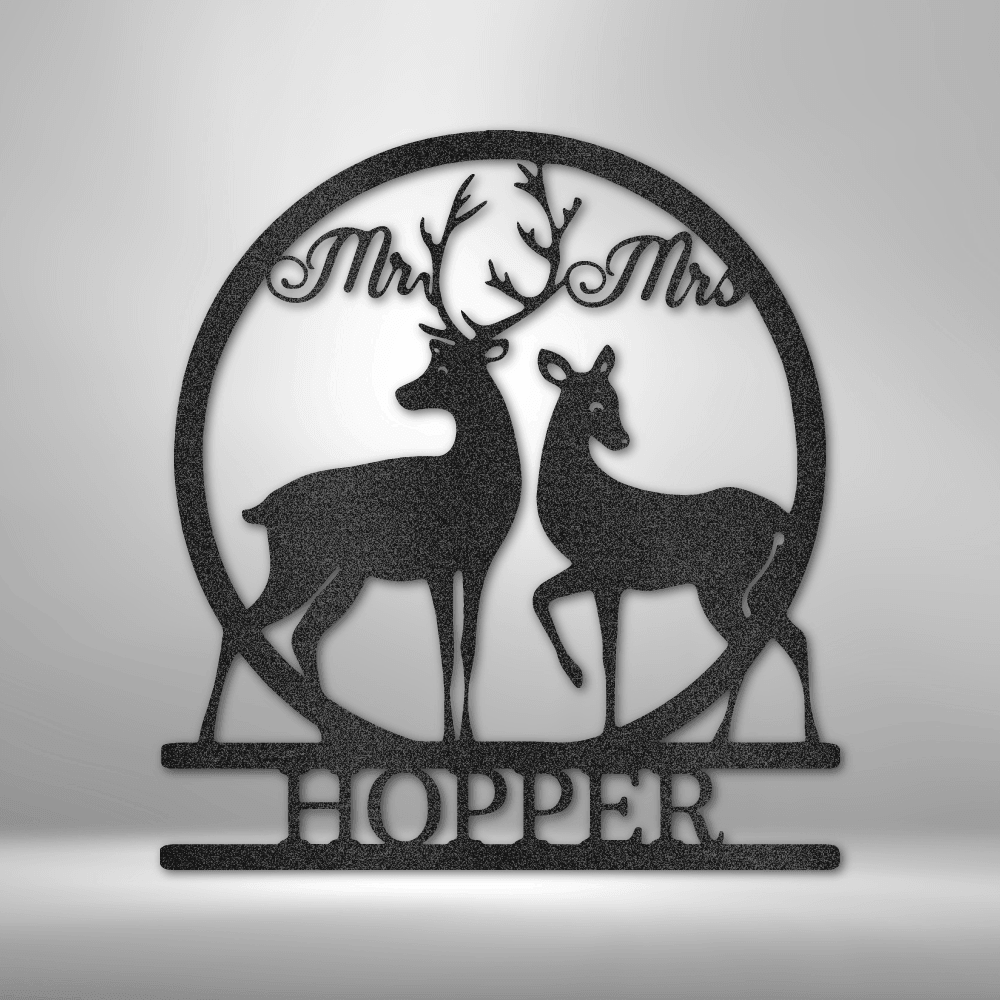 Mr and Mrs Deer Monogram - Steel Sign - Kim’s Signature Beauty & Accessories    