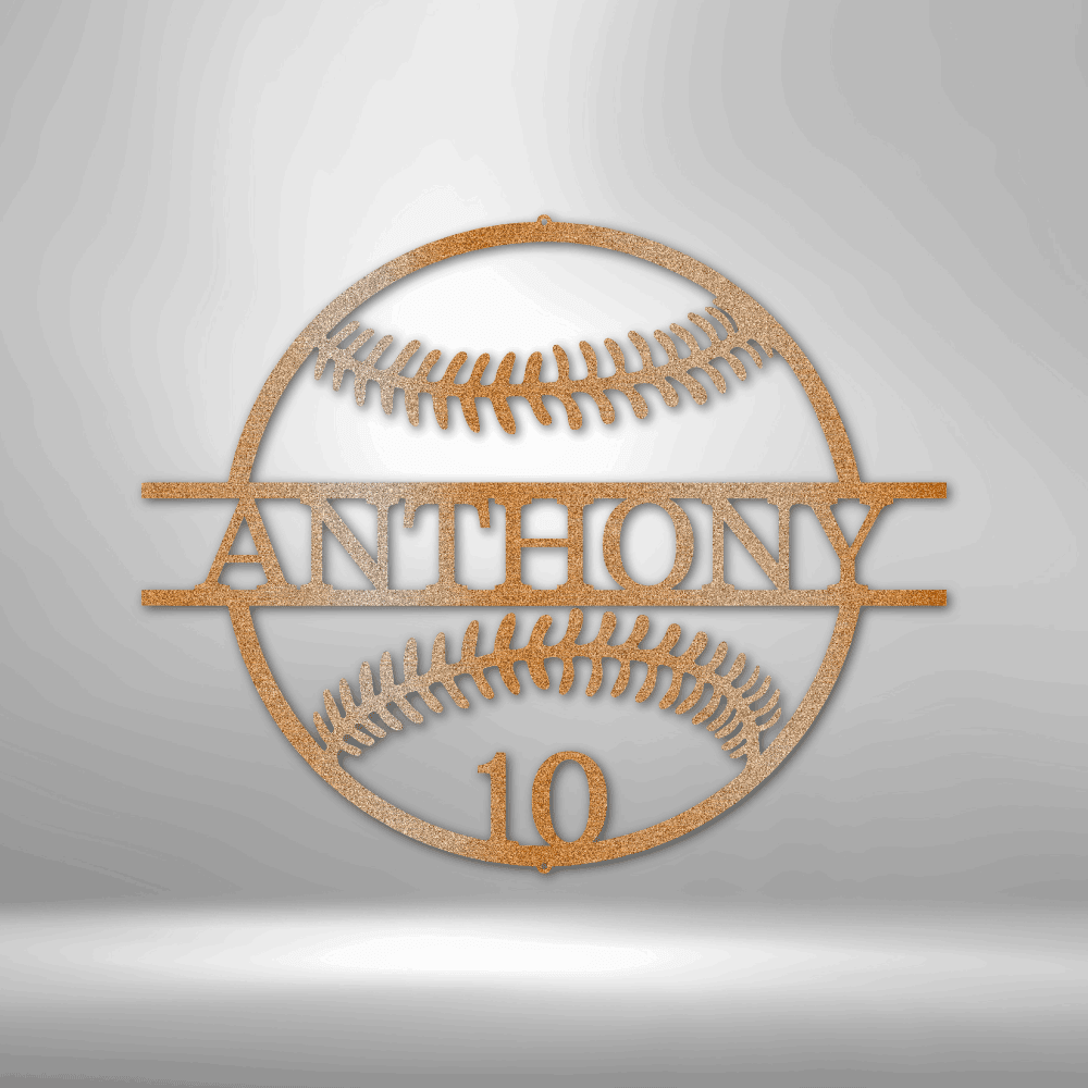 Name and Number Baseball - Metal Sign - Kim’s Signature Beauty & Accessories    