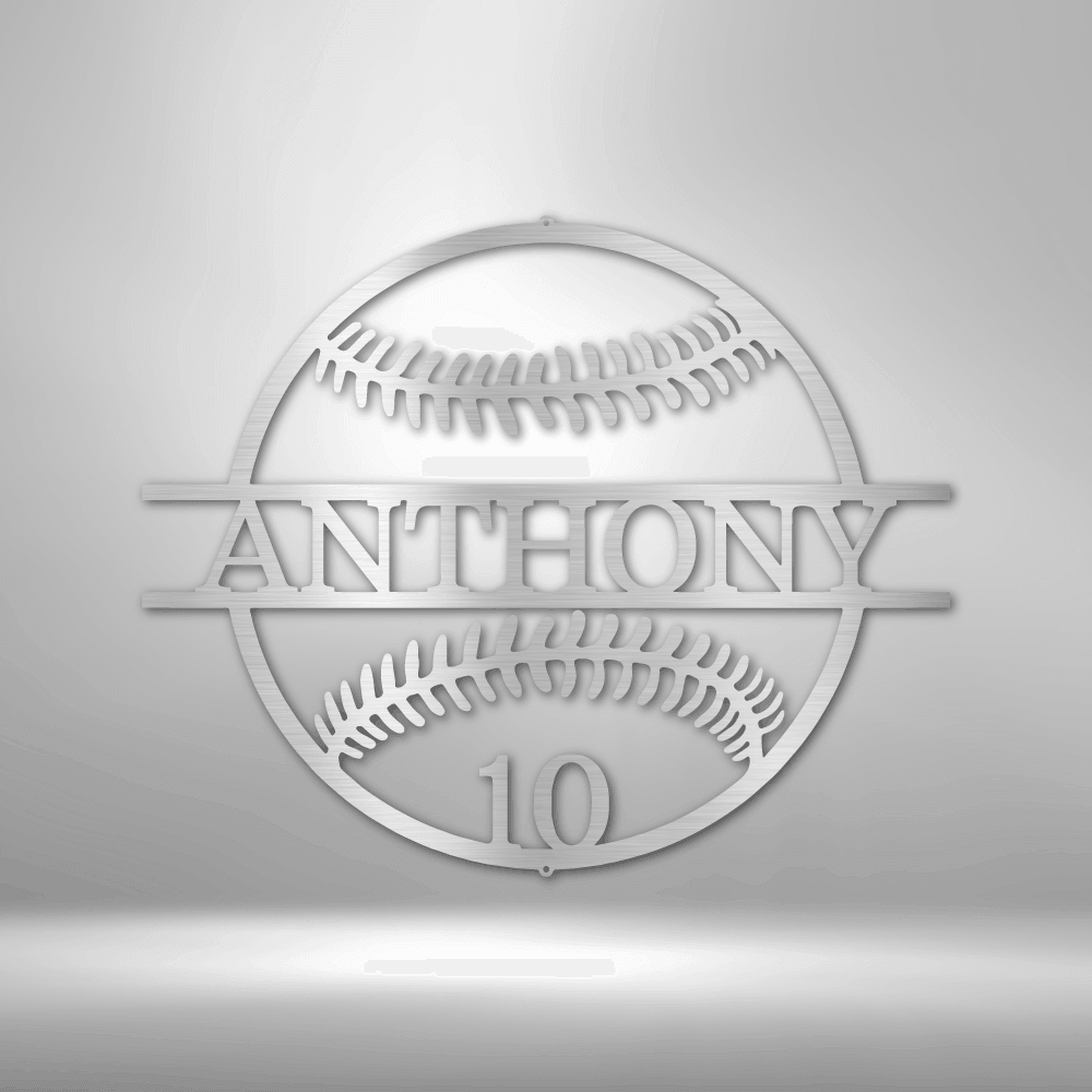 Name and Number Baseball - Metal Sign - Kim’s Signature Beauty & Accessories    