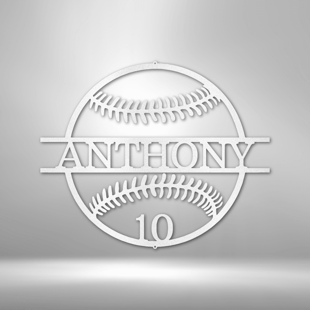 Name and Number Baseball - Metal Sign - Kim’s Signature Beauty & Accessories    