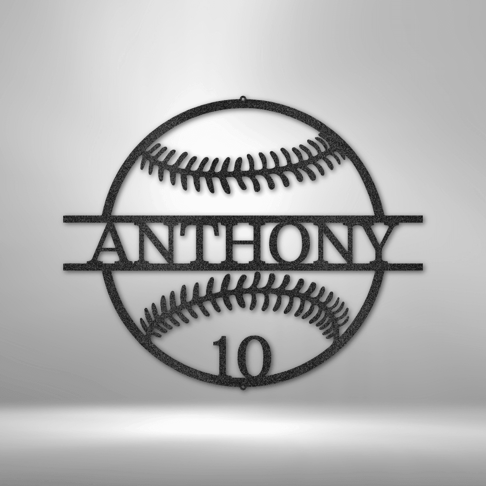 Name and Number Baseball - Metal Sign - Kim’s Signature Beauty & Accessories    