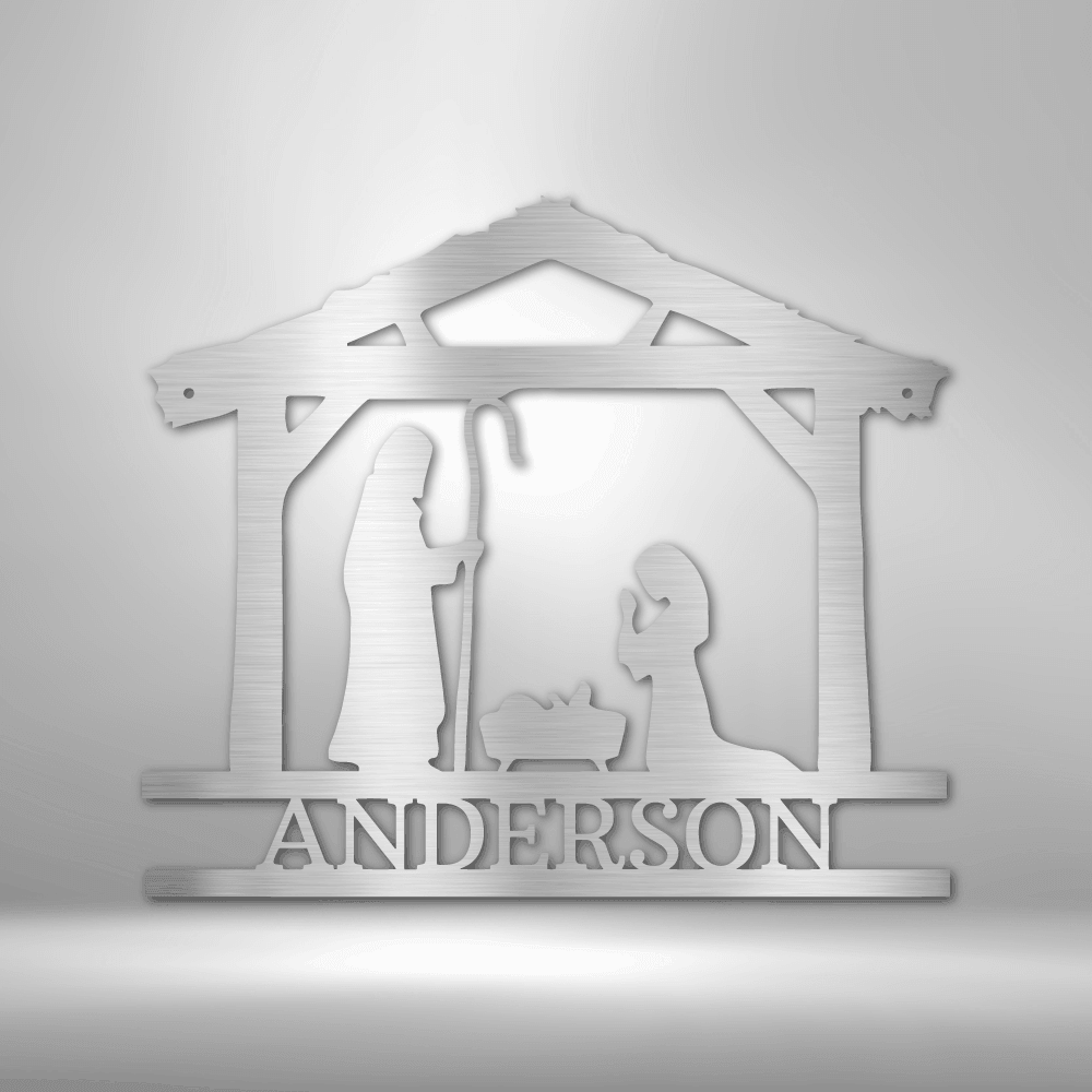 Nativity Simple Monogram - Steel Sign - Kim’s Signature Beauty & Accessories    