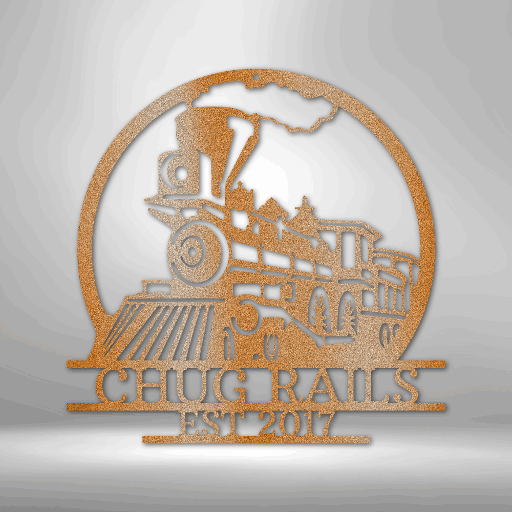 Old Fashion Train Monogram - Steel Sign - Kim’s Signature Beauty & Accessories    