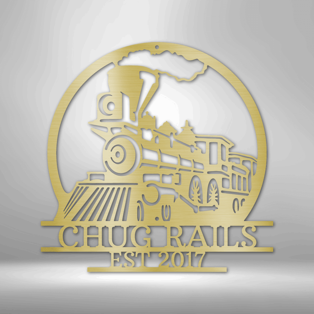 Old Fashion Train Monogram - Steel Sign - Kim’s Signature Beauty & Accessories    