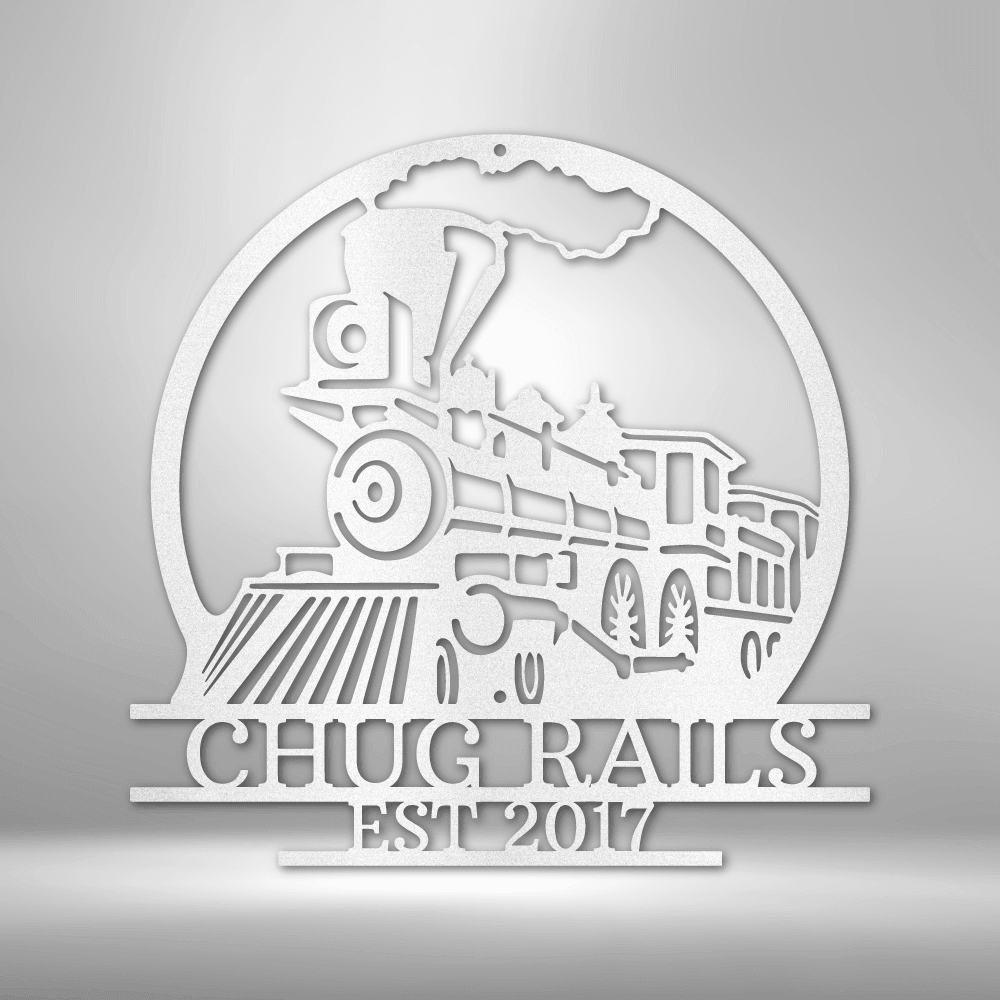 Old Fashion Train Monogram - Steel Sign - Kim’s Signature Beauty & Accessories    