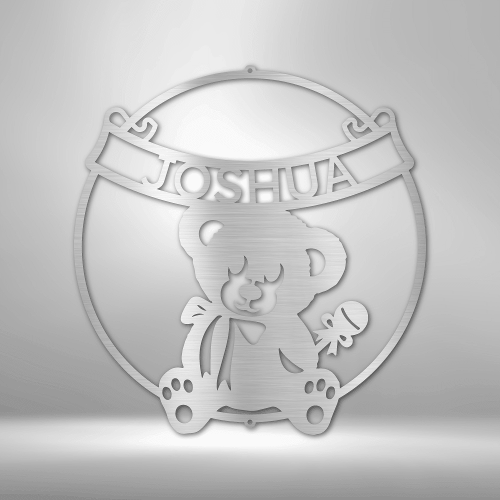 Teddy Banner Monogram - Circle Steel Sign - Kim’s Signature Beauty & Accessories    