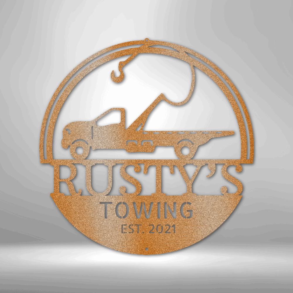 Tow Truck Monogram - Steel Sign - Kim’s Signature Beauty & Accessories    